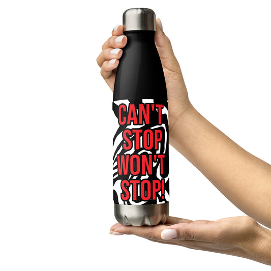 Stainless Steel Water Bottle-CAN'T STOP WON'T STOP! (RED)