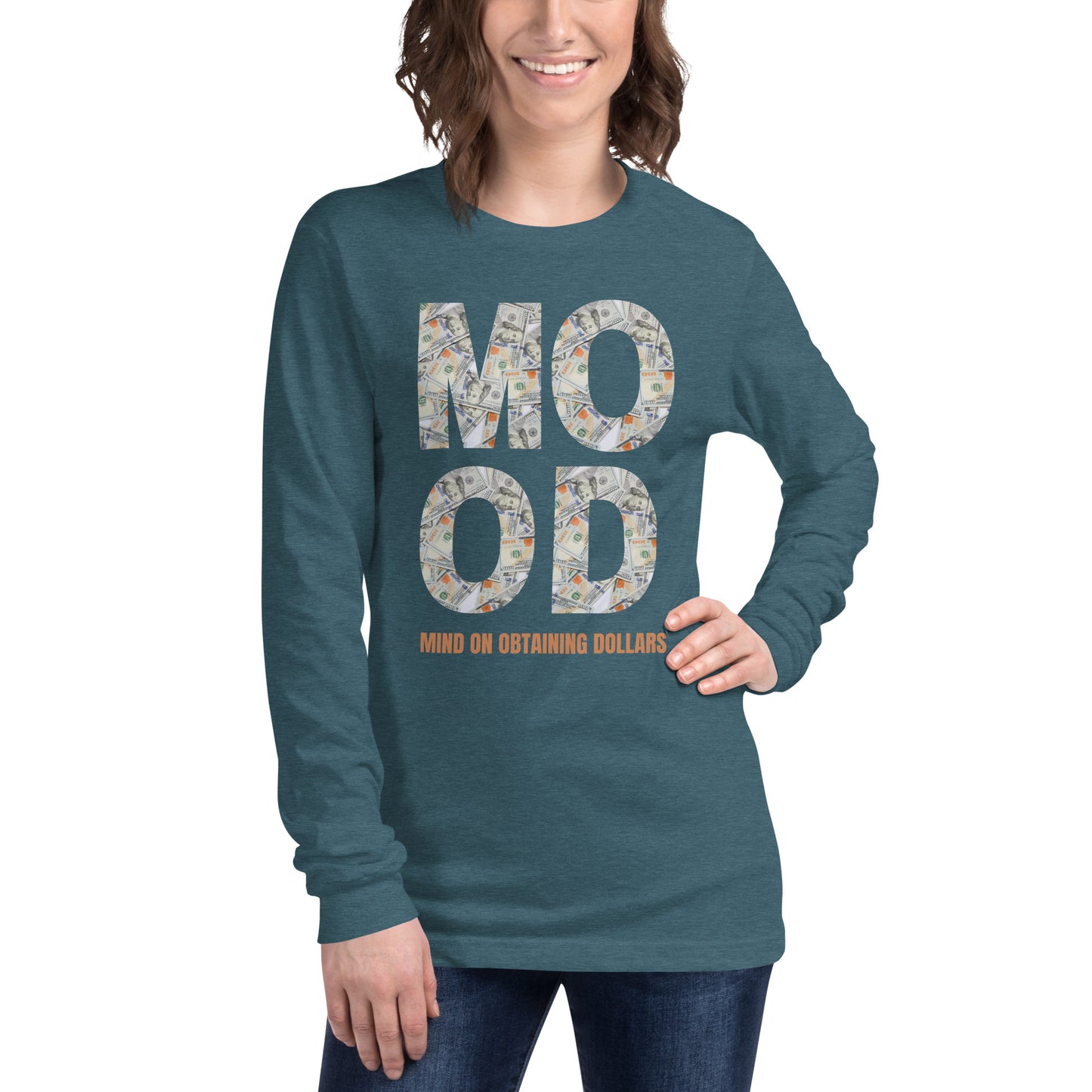 Unisex Long Sleeve Tee-MOOD:MIND ON OBTAINING DOLLARS