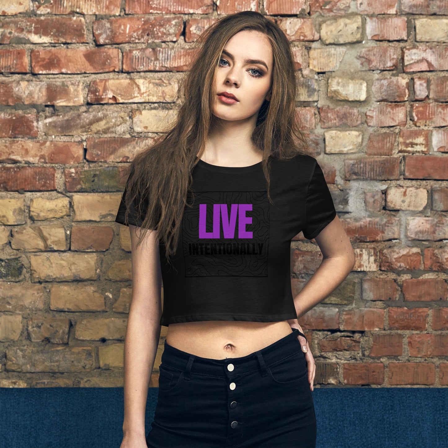 Women’s Crop Tee-LIVE INTENTIONALLY