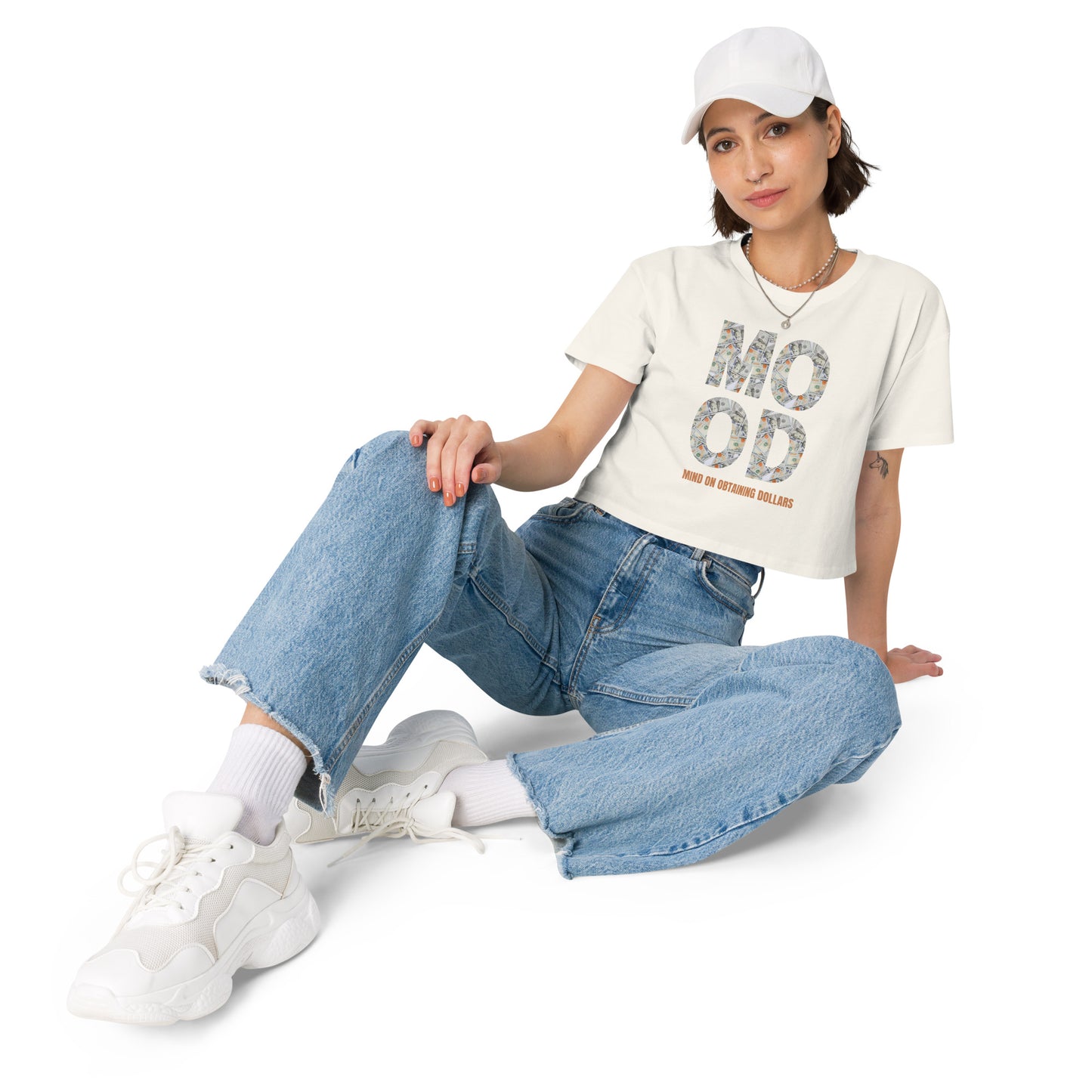 Women’s Crop Top-MOOD:MIND ON OBTAINING DOLLARS