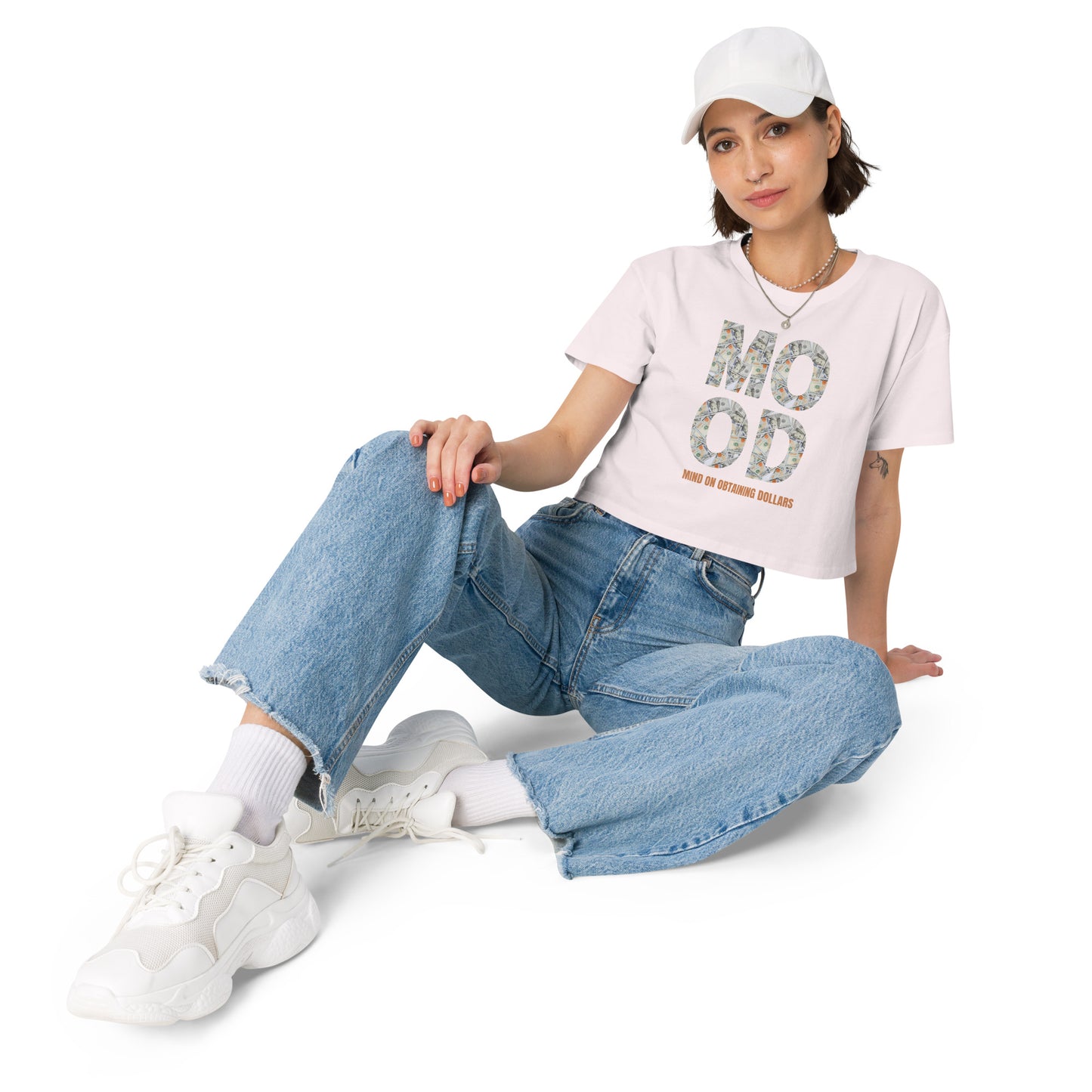 Women’s Crop Top-MOOD:MIND ON OBTAINING DOLLARS