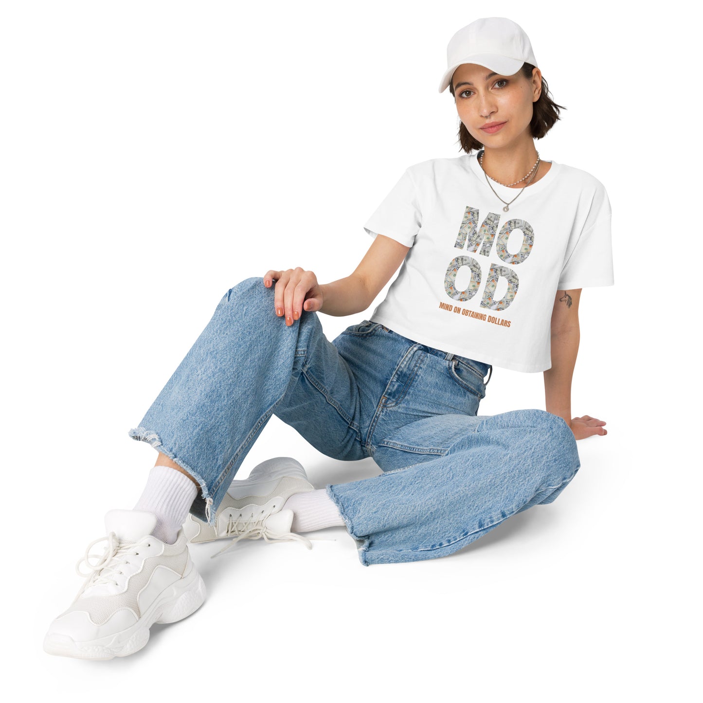 Women’s Crop Top-MOOD:MIND ON OBTAINING DOLLARS