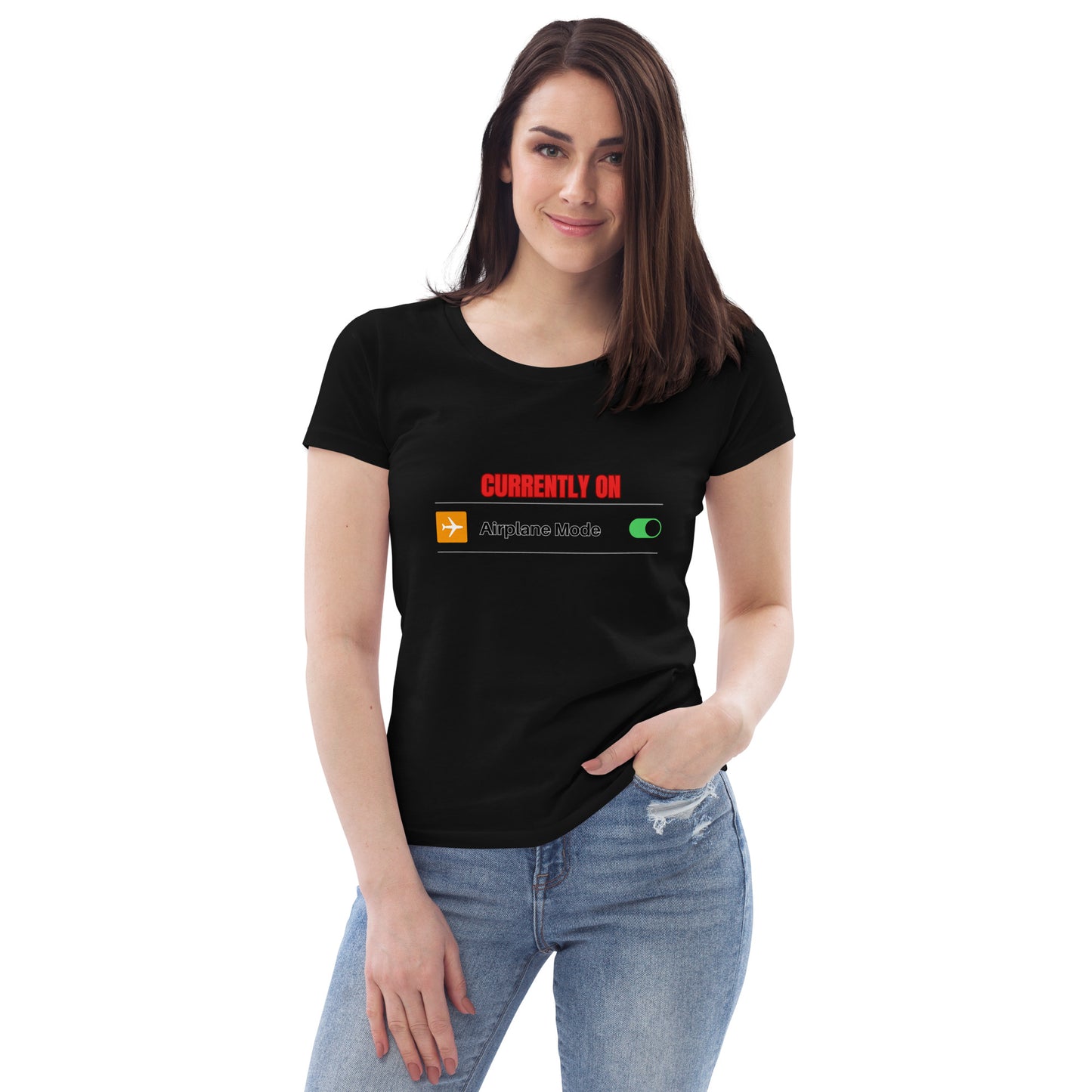 Women's Fitted Eco Tee-AIRPLANE MODE