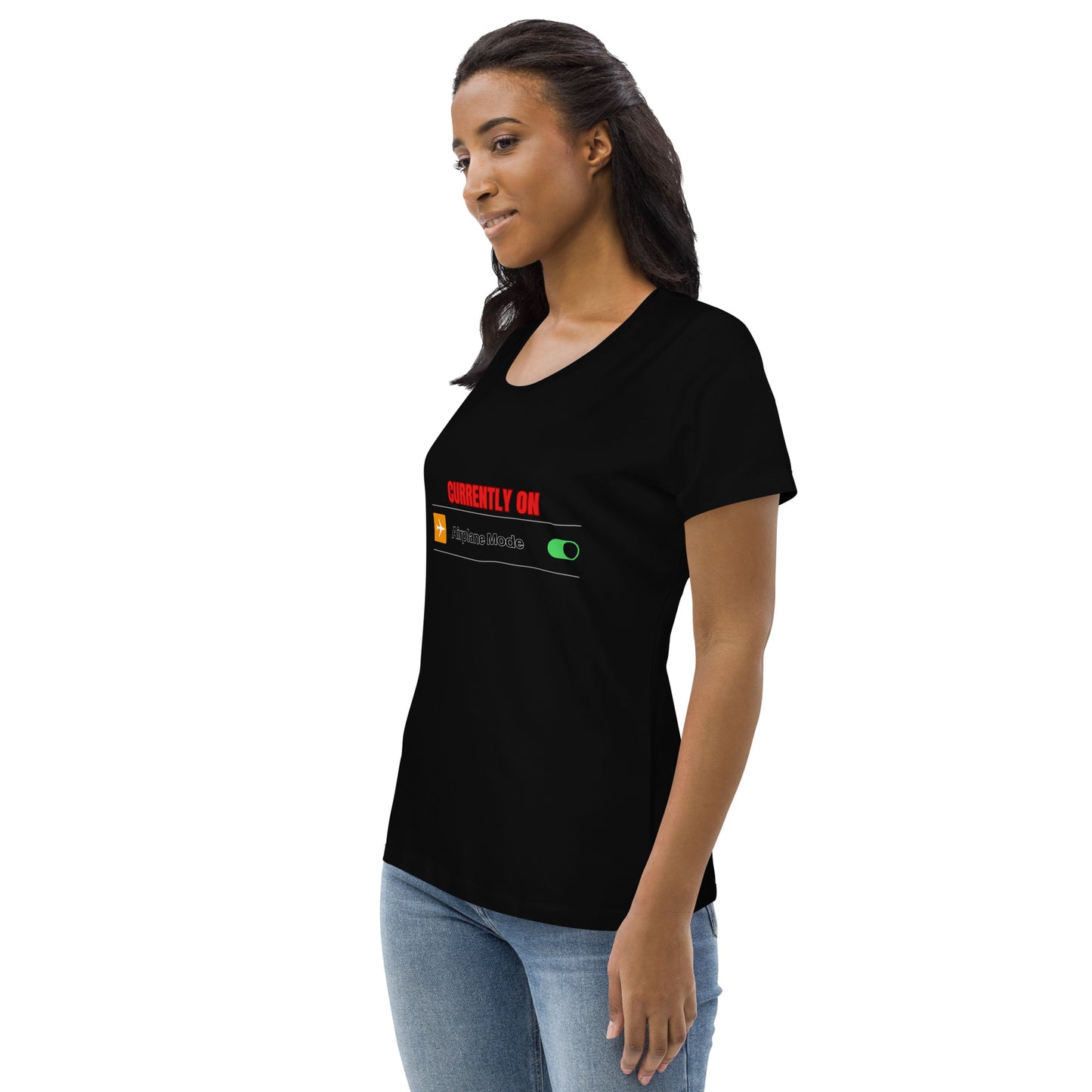 Women's Fitted Eco Tee-AIRPLANE MODE