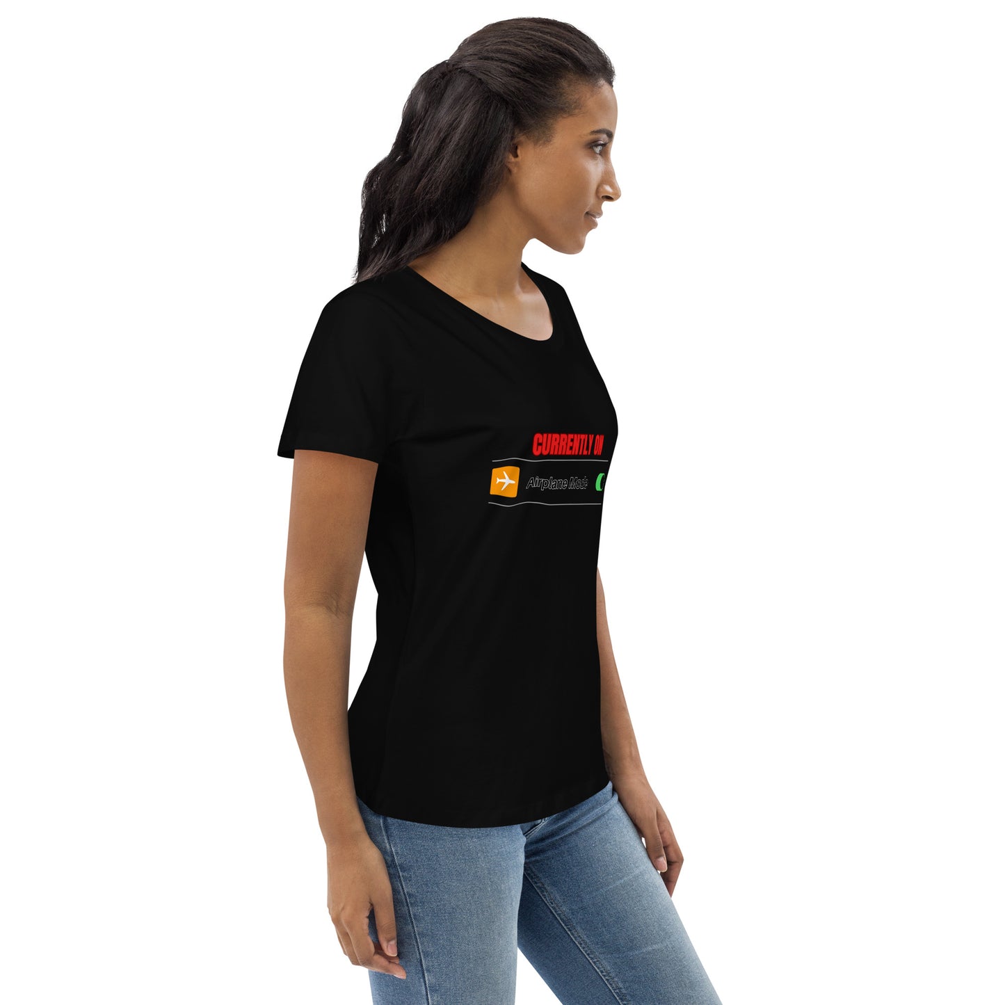 Women's Fitted Eco Tee-AIRPLANE MODE