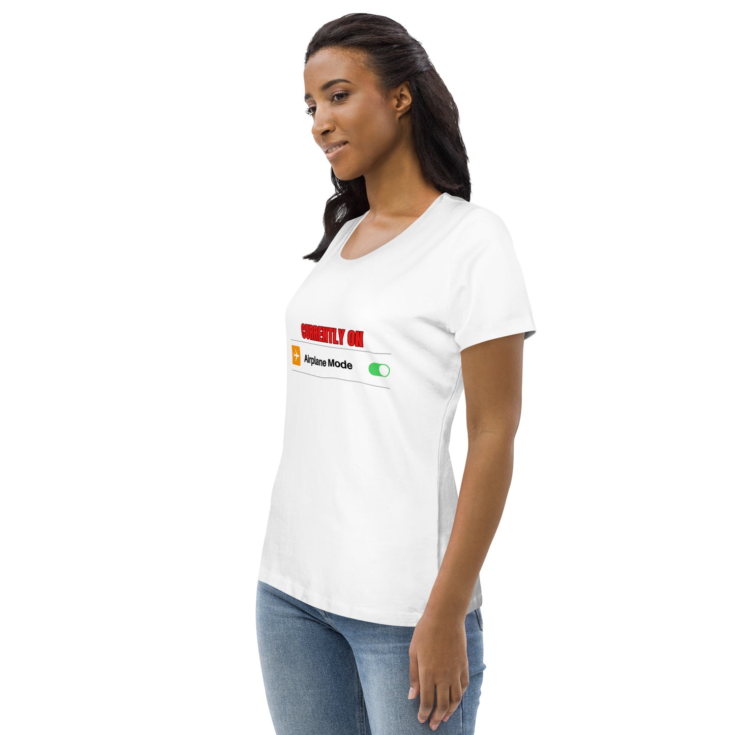 Women's Fitted Eco Tee-AIRPLANE MODE